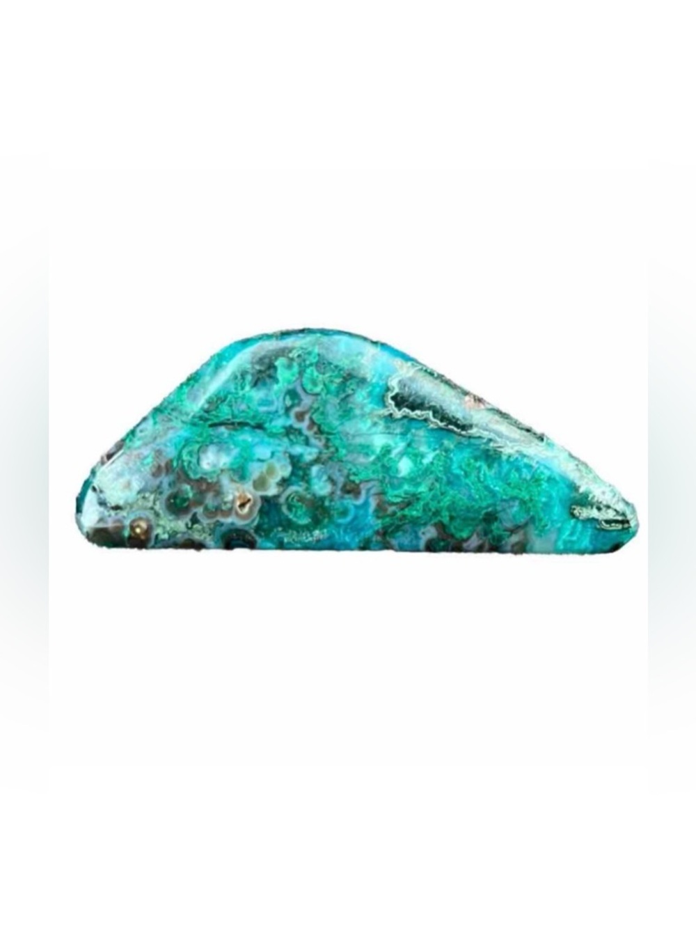 Vintage • 2¾” Green Malachite Polished Blue Chrysocolla Crystal Freeform Brooch